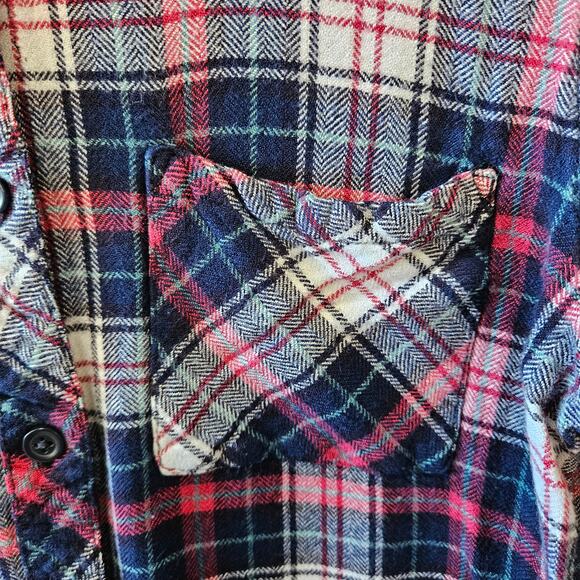 BeachLunchLounge Plaid Button Up Flannel Blue Pink Size Small - Picture 3 of 7